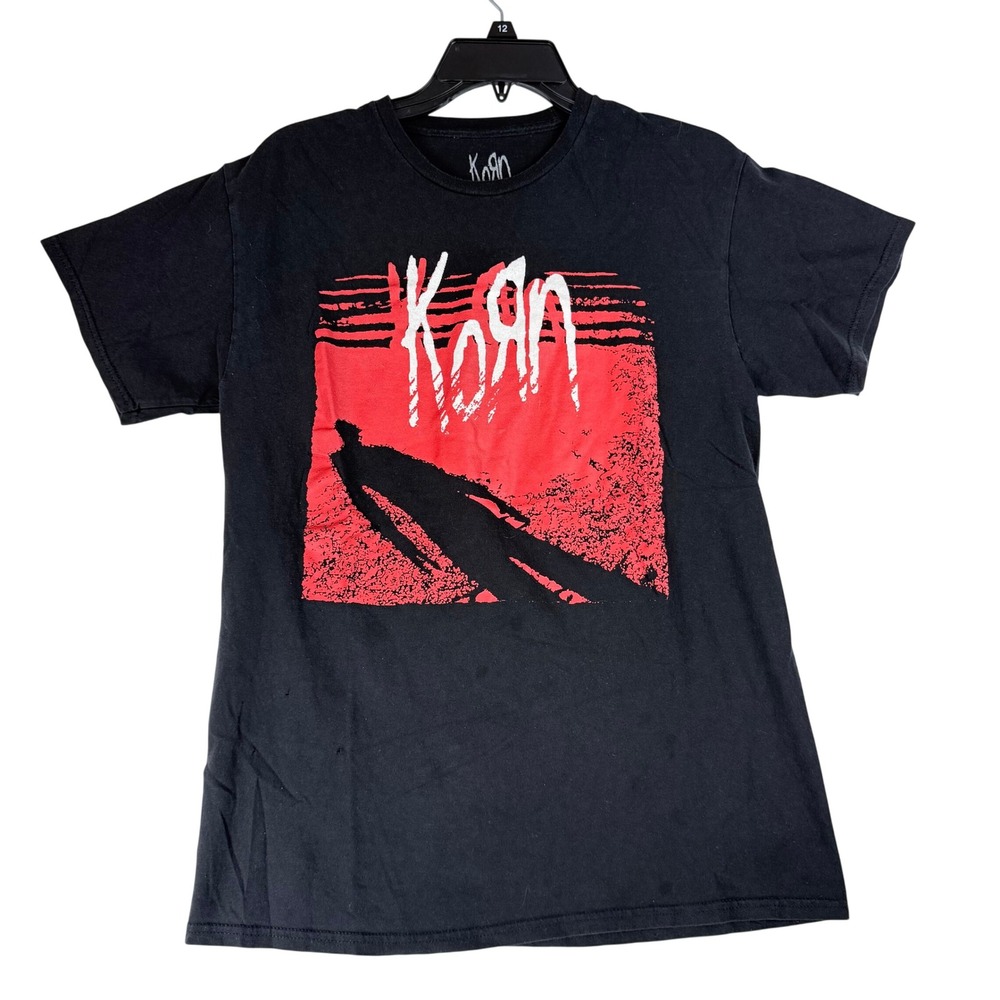Korn Graphic T-Shirt Mens Medium Black Red Band Tee Nu Metal Grunge Aesthetic